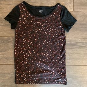 Loft Animal Print Short Sleeve Shirt, Size XS